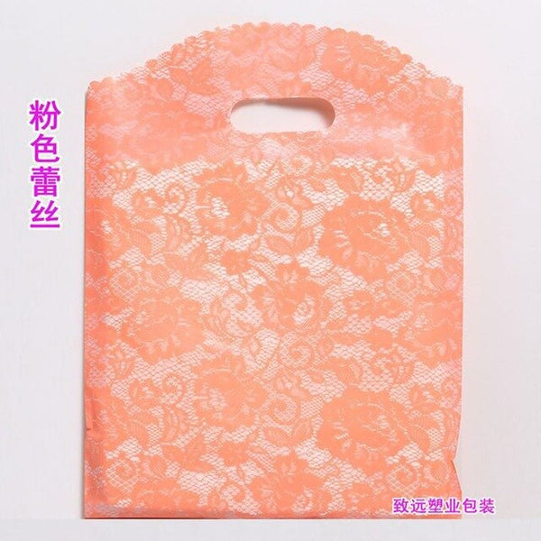 50pcs/lot Multi size Lace pattern Gift Bag Plastic Shopping Bags Jewelry Boutique Gift Clothing Packaging Plastic Bags