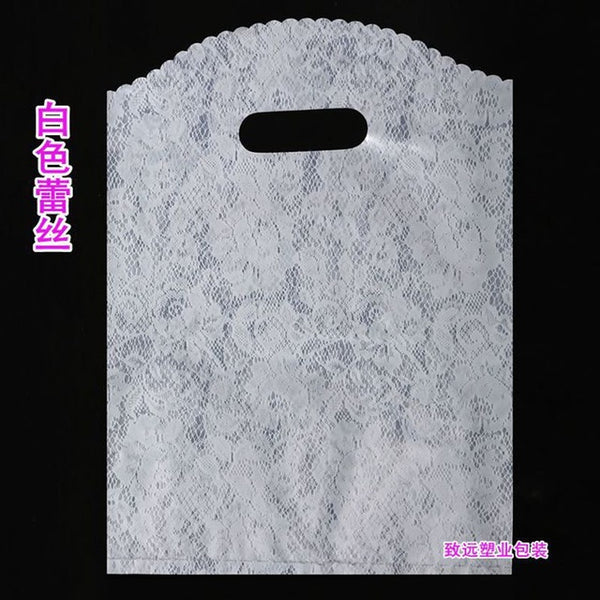 50pcs/lot Multi size Lace pattern Gift Bag Plastic Shopping Bags Jewelry Boutique Gift Clothing Packaging Plastic Bags