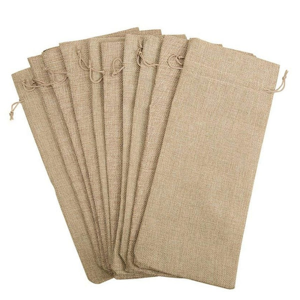 Big deal 10pcs Jute Wine Bags, 14 x 6 1/4 inches Hessian Wine Bottle Gift Bags with Drawstring