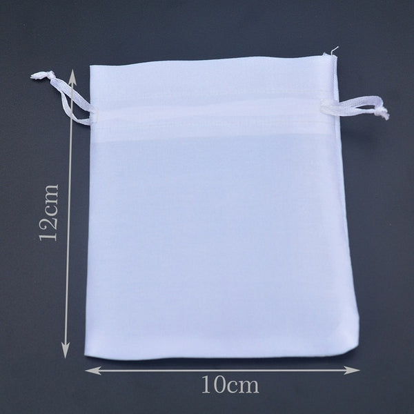 White Satin Drawstring Gift Bags Comb/Hair/Candy/Jewelry/Necklace/Rings/Beads Packaging Bag Silk Cloth Bag Travel Pouch 300pcs