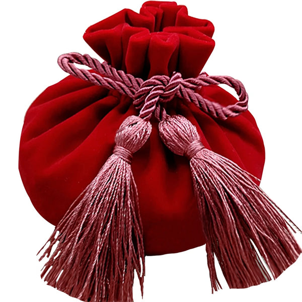 2019 chinese traditional red velvet gift bags pouches with string decor jewelry packaging bags cases event party tablewares dec