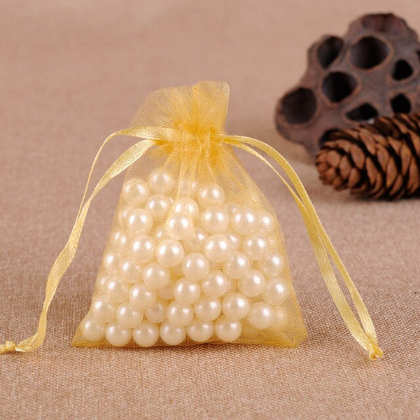 100Pcs 7x9 11x16 13x18 17x23 30x40cm Organza Sheer Gauze Element Jewelry Bags Packing Drawable Organza Bags Wedding Gift Bags